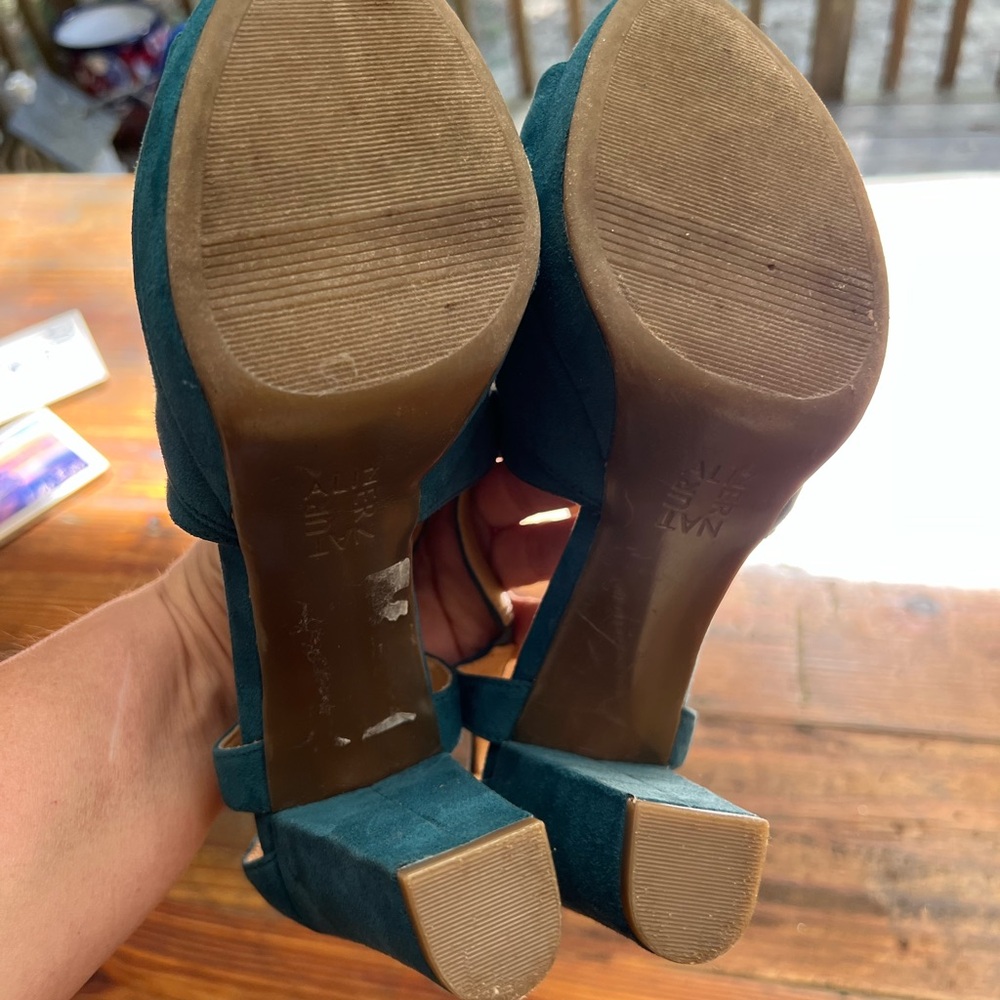 NATURALIZER Teal Platform Chunky Heels Women’s 6.5 - Picture 11 of 11
